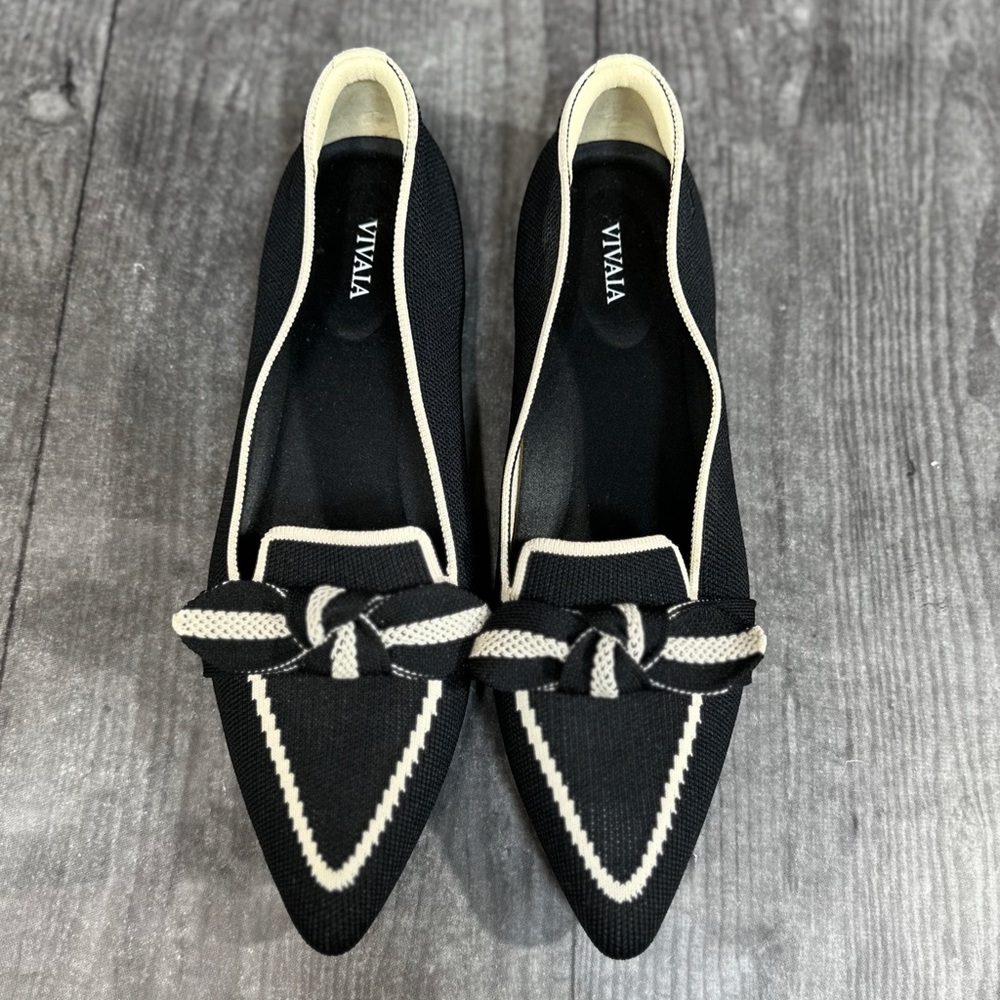 Vivaia Pointed-Toe Bow Loafers [S3213]